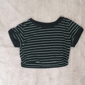 Black crop, white stripes, barely worn, size 00.